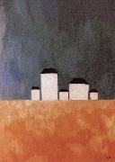 Kasimir Malevich Five house Landscape USA oil painting artist